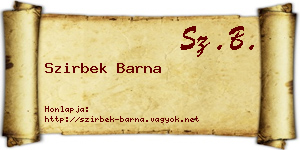 Szirbek Barna névjegykártya